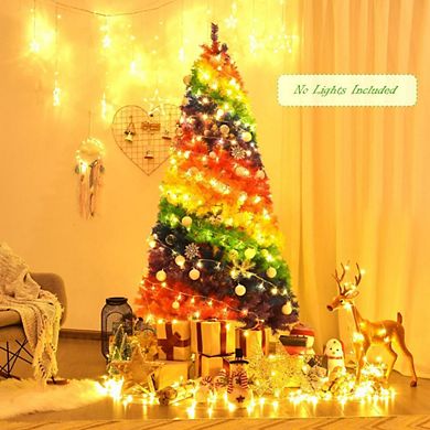 7 Feet Artificial Hinged Traditional Christmas Tree With Metal Stand