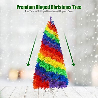 7 Feet Artificial Hinged Traditional Christmas Tree With Metal Stand