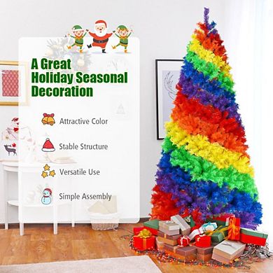 7 Feet Artificial Hinged Traditional Christmas Tree With Metal Stand