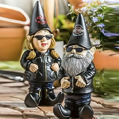 Biker Themed Garden Gnome Statue, Unique Garden Accessories, Ideal For Indoor & Outdoor