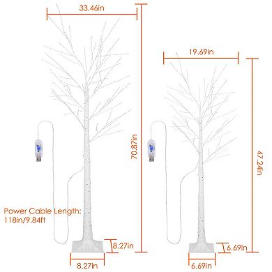 Artificial Birch Tree With 8 Lighting Modes For Party - Small