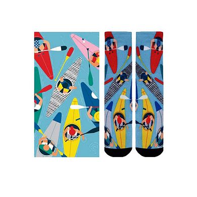 Sierra Socks Kayak Fever Pattern Coolmax Socks, Nature Collection For Men & Women Crew Socks