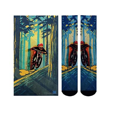 Sierra Socks Forest Biker Pattern Coolmax Socks, Nature Collection For Men & Women Crew Socks