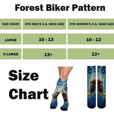 Sierra Socks Forest Biker Pattern Coolmax Socks, Nature Collection For Men & Women Crew Socks