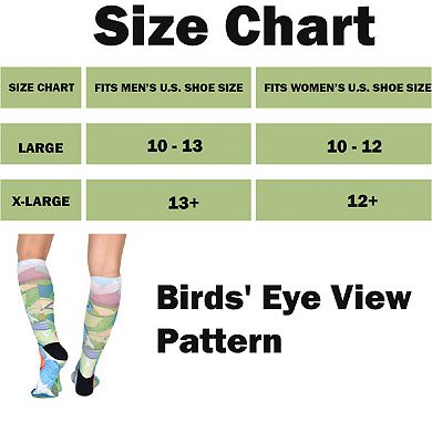 Sierra Socks Birds' Eye View Pattern Coolmax Socks, Nature Collection For Men & Women Crew Socks