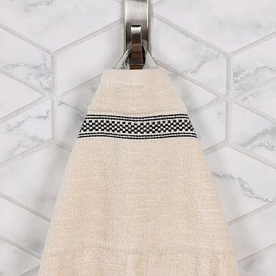 SUPERIOR 2-Piece Zero Twist Cotton Geometric Border Plush Absorbent Bath Towel Set