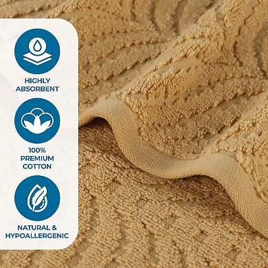 SUPERIOR 4-Piece Zero Twist Cotton Solid and Jacquard Chevron Bath Towel Set