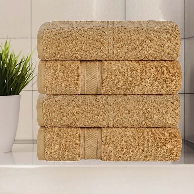 SUPERIOR 4-Piece Zero Twist Cotton Solid and Jacquard Chevron Bath Towel Set
