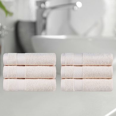 SUPERIOR 6-Piece Solid Egyptian Cotton Fast-Drying Hand Towel Set