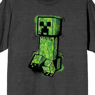 Men's Minecraft Creeper Drawing Short Sleeve Graphic Tee
