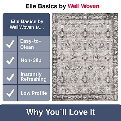 Well Woven Elle Basics Intrigue Grey Tribal Medallion Area Rug