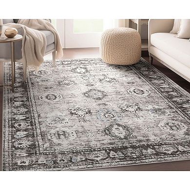 Well Woven Elle Basics Intrigue Grey Tribal Medallion Area Rug