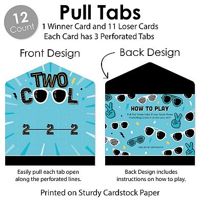 Big Dot Of Happiness Two Cool - Boy - Blue Game Pickle Cards - Pull Tabs 3-in-a-row - Set Of 12