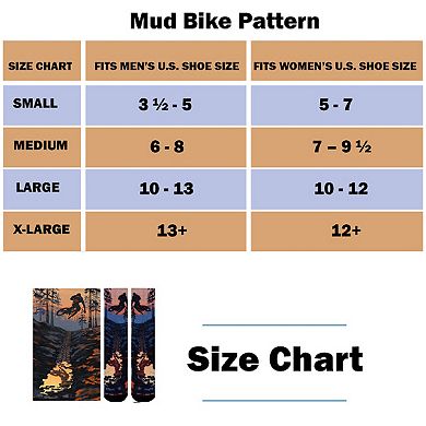 Sierra Socks Mud Bike Pattern Coolmax Socks, Nature Collection For Men & Women Colorful Crew Socks