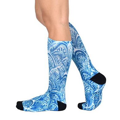 Sierra Socks Blue Dream Pattern Coolmax Socks, Nature Collection For Men & Women Crew Socks