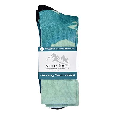 Sierra Socks Evergreen Pattern Coolmax Socks, Nature Collection For Men & Women Crew Socks