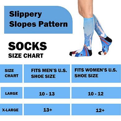 Sierra Socks Slippery Slopes Pattern Coolmax Socks, Nature Collection For Men & Women Crew Socks