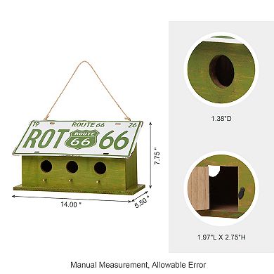 Glitzhome 14”l Wood Hanging Birdhouse For Outdoors