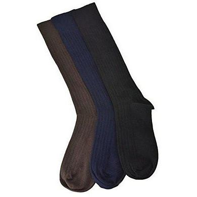 Men's Combed Cotton Crew Socks, Business Casual Footwear 3 Pair Pack