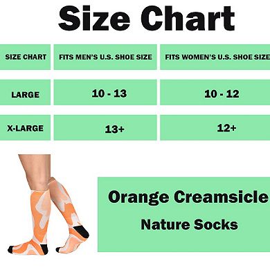 Sierra Socks Orange Creamsicle Pattern Coolmax Socks, Nature Collection For Men & Women Crew Socks