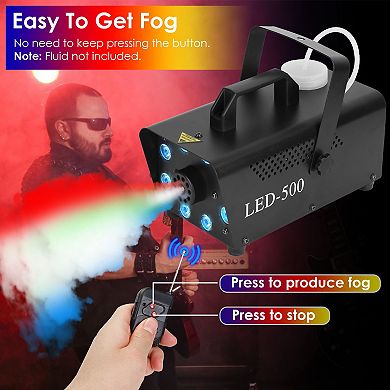 Black, 500w Fog Machine Colorful Smoke Machine With 8 Led