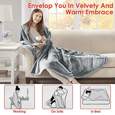 59 Plus 51in Flannel Electric Heated Throw Blanket With 10 Heat Settings 150 130CM
