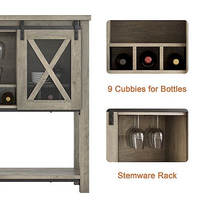 Bar Cabinet, Buffet Storage Cabinet with Wine Glass Rack