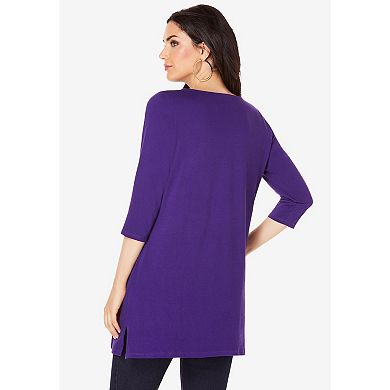 Roaman's Women's Plus Size Boatneck Ultimate Tunic With Side Slits