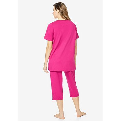 Dreams & Co. Women's Plus Size Knit Capri Sleep Set