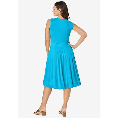 Jessica London Women's Plus Size Stretch Knit Drape-over Dress