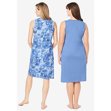 Dreams & Co. Women's Plus Size 2-pack Sleeveless Sleepshirt