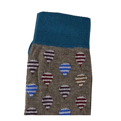 Men's Crew Socks - Striped Balloon Design With A Colorful Blend And Smooth Toe