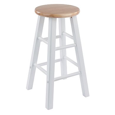 Modern 2-Piece Bar Stool Set in Natural Wood and White Finish