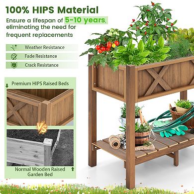 Hips Raised Garden Bed Poly Wood Elevated Planter Box