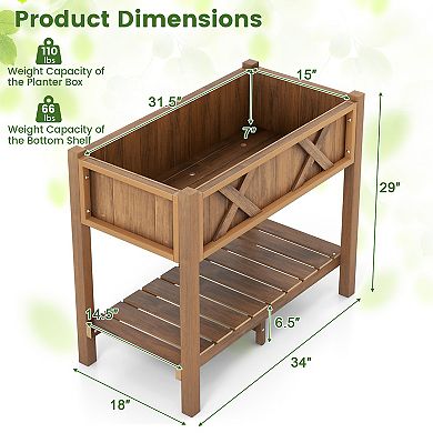 Hips Raised Garden Bed Poly Wood Elevated Planter Box