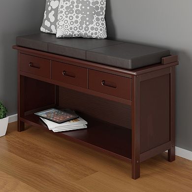 2-pc Storage Bench With Seat Cushion, Walnut And Espresso