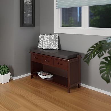 2-pc Storage Bench With Seat Cushion, Walnut And Espresso