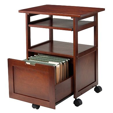 Compact Workstation with Storage- Mobile Unit, Pull-Out Laptop Tray, Versatile Drawer, Walnut Finish