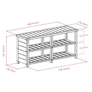 Chic Teak Shoe Storage Bench with 2 Tiers - Perfect for Entryway or Mudroom