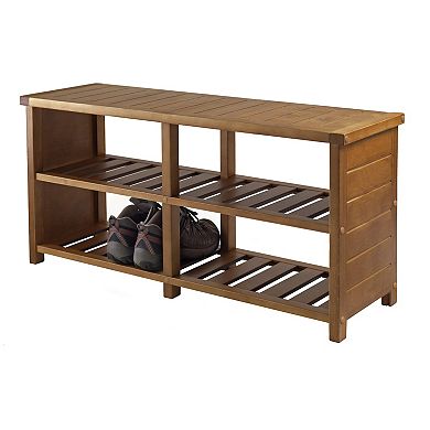 Chic Teak Shoe Storage Bench with 2 Tiers - Perfect for Entryway or Mudroom