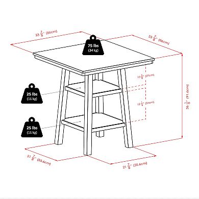 5-pc High Table With Saddle Seat Counter Stools, Walnut