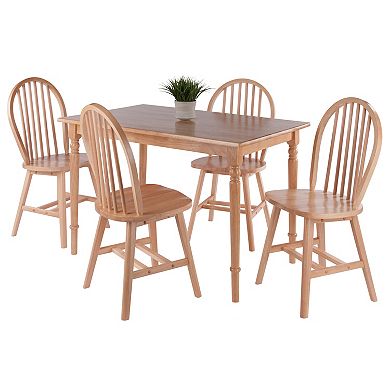 5-pc Dining Table With Windsor Chairs, Natural