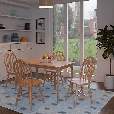 5-pc Dining Table With Windsor Chairs, Natural