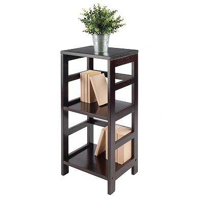 Classic 2 Section Storage Shelf  Compact Design, Rich Espresso Finish, Solid Wood Construction