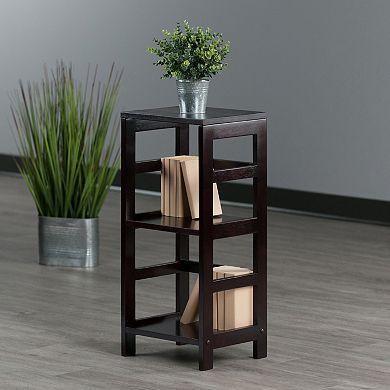 Classic 2 Section Storage Shelf  Compact Design, Rich Espresso Finish, Solid Wood Construction