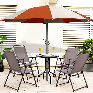 Outdoor Folding Sling Chairs Set Of 4 With Armrest And Backrest