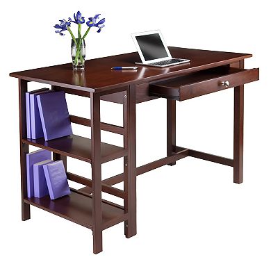 Walnut Writing Desk with Storage Shelves - Modern Design for Home Workspace