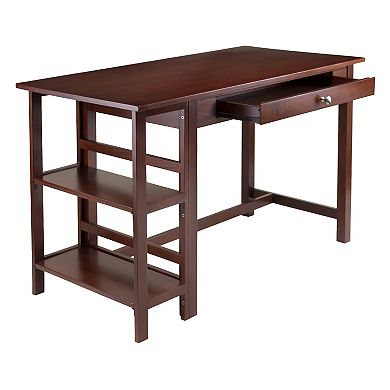 Walnut Writing Desk with Storage Shelves - Modern Design for Home Workspace