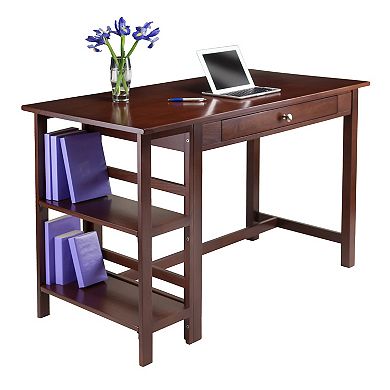 Walnut Writing Desk with Storage Shelves - Modern Design for Home Workspace