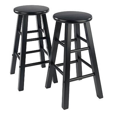 3-pc Square Pub Table And Round Seat Counter Stools, Black